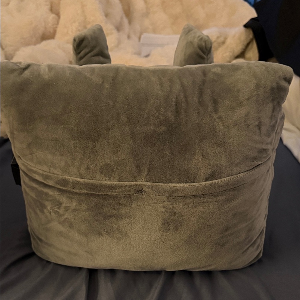 Soft Gray Mastectomy Pillow with pockets for cold or hot packs
